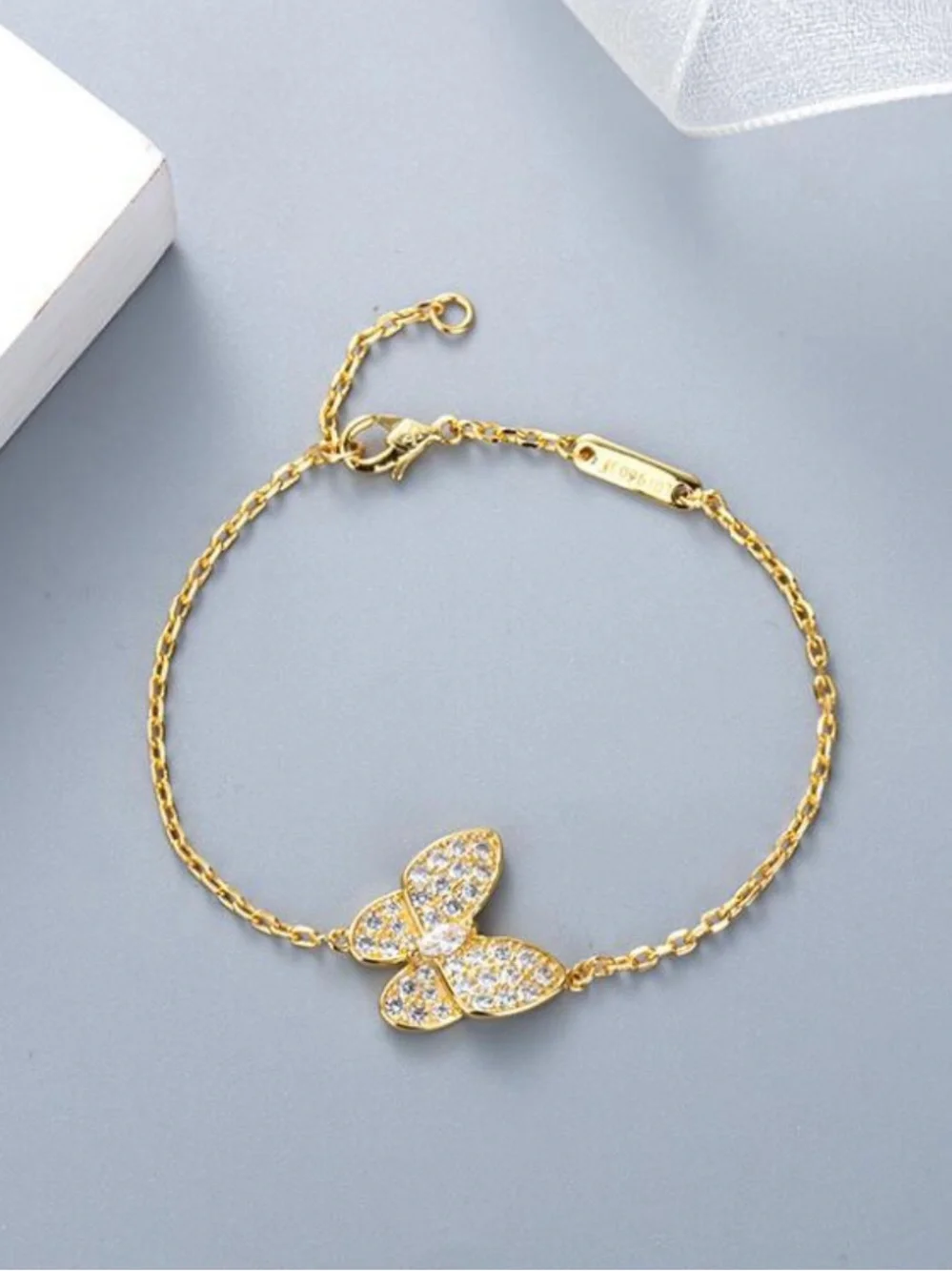 Gold Butterfly Crystal Bracelet - Elegant Women Jewelry